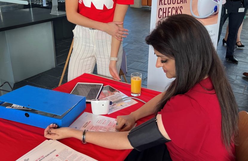 Natasha Asghar MS having her blood pressure taken.