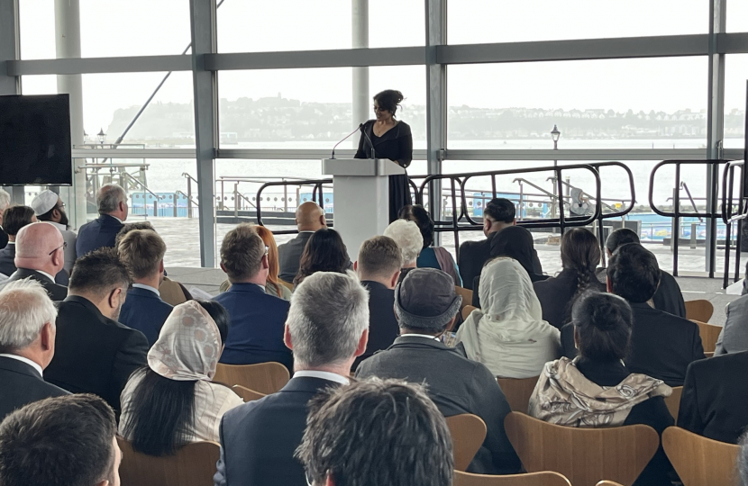 Natasha Asghar MS speaking at the memorial.