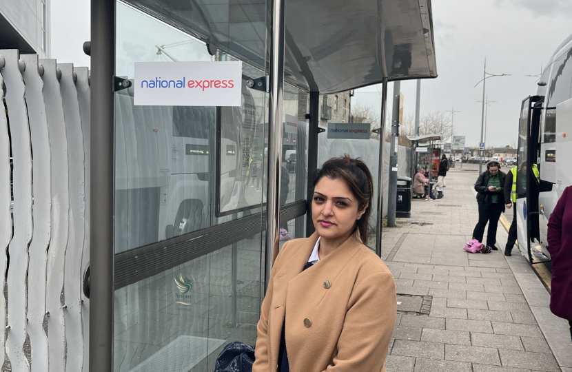 Natasha Asghar MS at the bus stop.