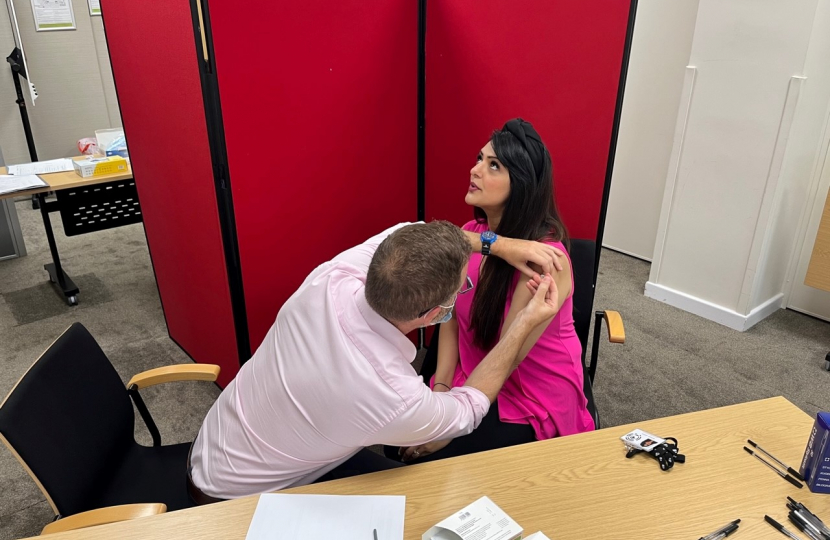 Natasha Asghar MS receiving her winter flu jab.