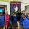 Natasha Asghar MS with Pam Evans MBE and pupils at Maindee Primary School.