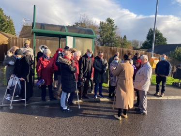 Natasha Asghar meeting Ridgeway residents demanding return of their regular bus service