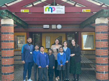 Natasha Asghar MS with pupils at Maindee Primary School.