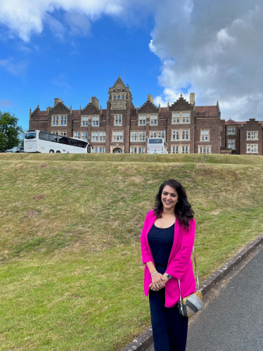 Natasha Asghar MS outside Monmouth School for Girls.