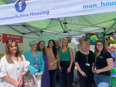 Photo of Natasha with Cwtch Angels, Working Wardrobe and Monmouthshire Housing Association staff